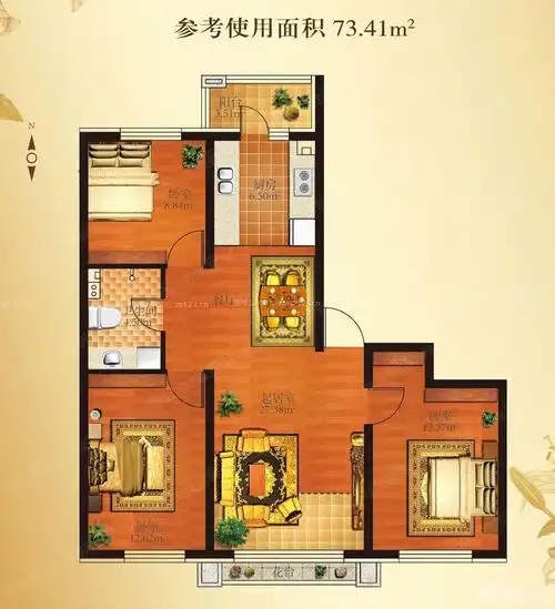 2015最新三室一厅一卫户型图