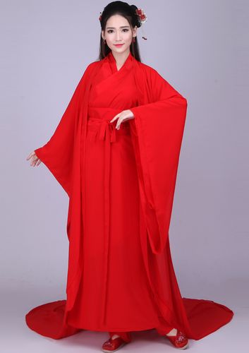 新款仙女装红色古装cosplay 女装女汉服古筝演出服武侠服影楼服装