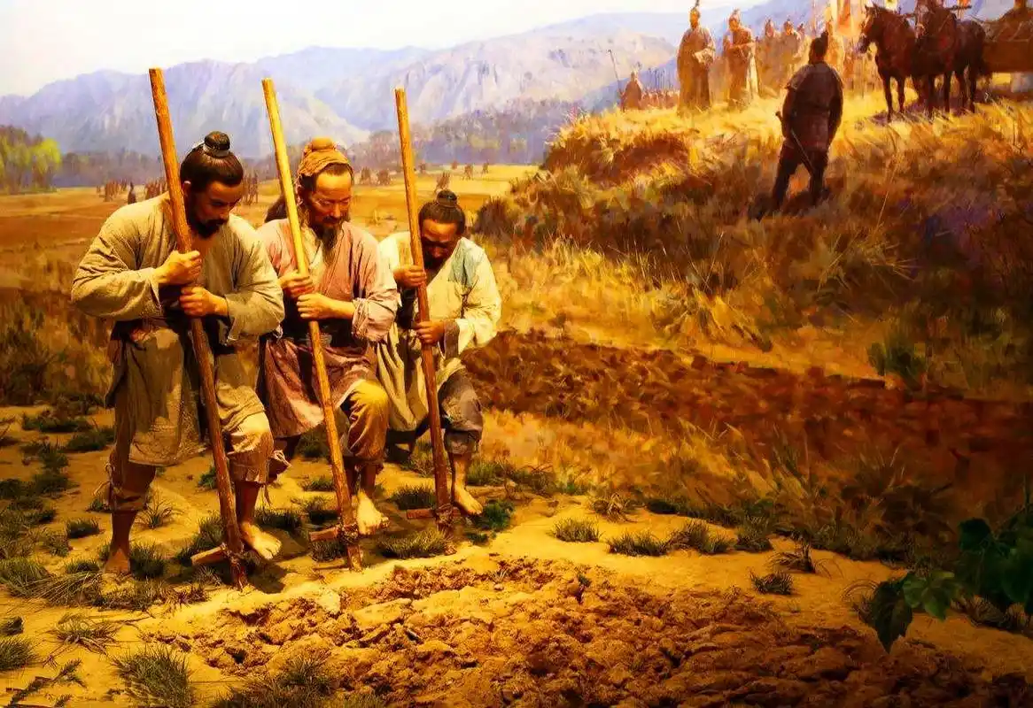 古代农民耕田场景复原2