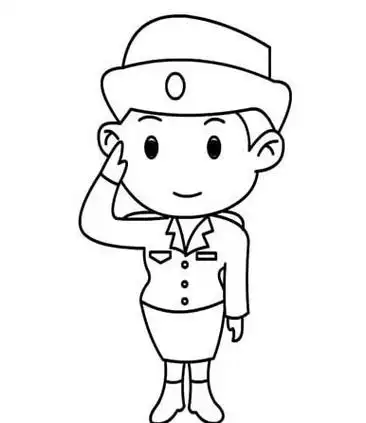 警察背面敬礼怎么画简笔画 - 简单简笔画