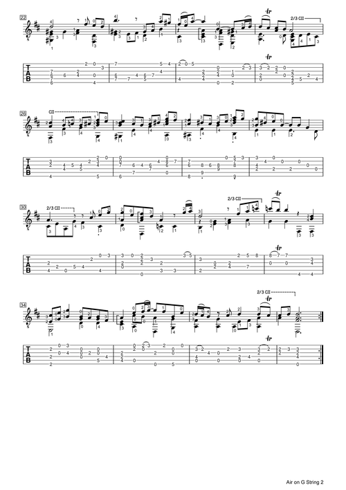 巴赫《g弦上的咏叹调》air on the g string吉他谱2