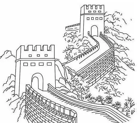 简笔画一步一步教你怎么画长城手绘长城简笔画图片儿童画绘画吧-画画
