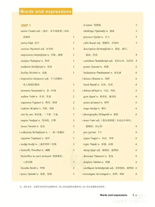 高一外研版单词英语必修一