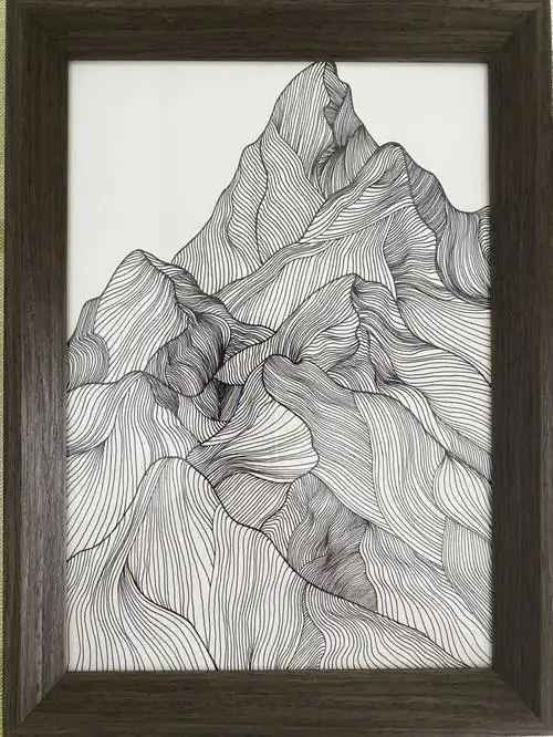 黑白线描装饰画附步骤