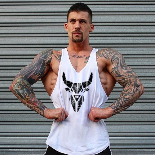 肌肉男健身运动宽松背心健美训练工字吊带跨栏棉吸汗透气低胸漏背