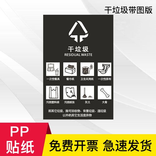 厨余废物易腐有害标识牌上海市宣传垃圾桶不可回收电池回收指示新标签