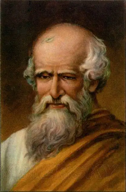 最后阿基米德被腰斩之时 运用深厚的内力 用血在地板上写出 "给我一个