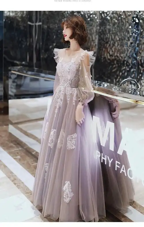 公主风,汉风,性感袖型:飞飞袖类别:晚礼服,敬酒服,宴会礼服流行元素