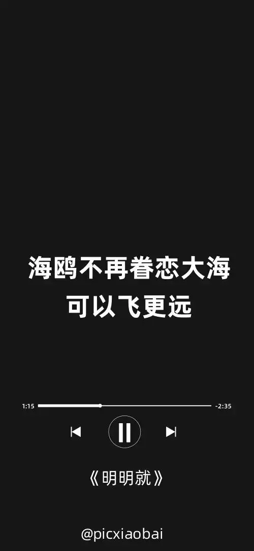 简约创意黑色明明就歌词手机壁纸