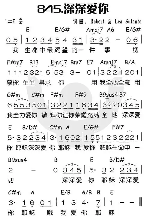 深深爱你) / 南窗听雨编辑相关歌谱:[简谱]主啊,我深深爱你 简谱