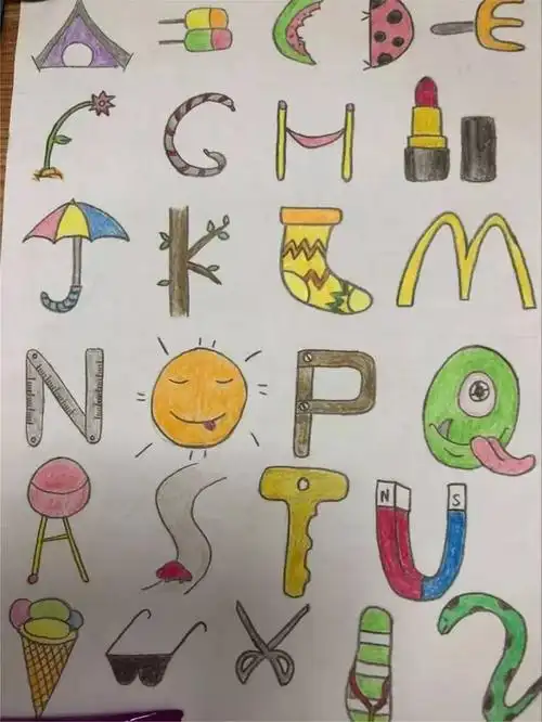 【创意致远】我的英文字母会说话——二年级英文字母创意画_手机搜狐