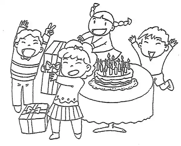 过生日简笔画幼儿生日聚会简笔画过生日老师简笔画funparty生日快乐要