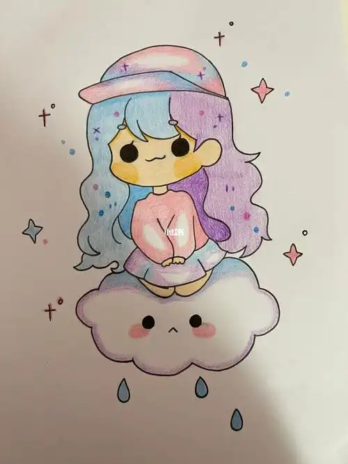彩铅简单动漫女生