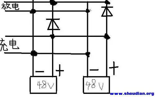 请教大家个问题关于两组48v电池并联充放电