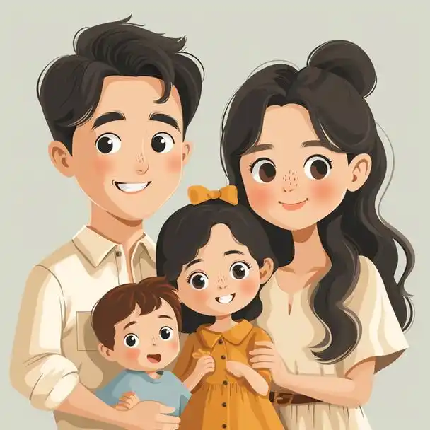 亲子头像|2024一家四口姐弟「插画合集1」原创