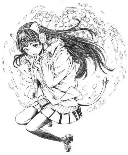 「二次元小姐姐」简简单单的黑白素描,却有着五彩斑斓的画面感!