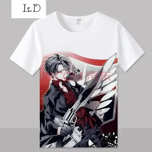 进击的巨人t恤 自由之翼调查 兵长短袖衣服动漫周边男女三笠艾伦 17