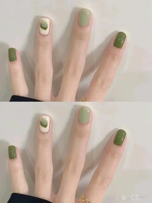 简约高级纯色跳色美甲谁能不爱