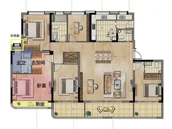 户型解析示意图豪宅的主卧,首要特征是大,宽敞的空间并有效的利用显得