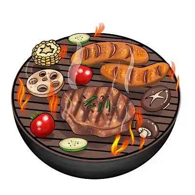 手绘卡通烧烤原创插画素材烧烤元素