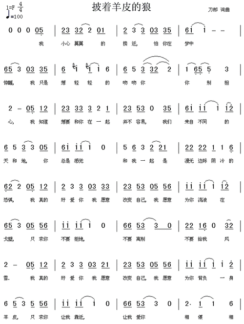 披着羊皮的狼 歌谱简谱网