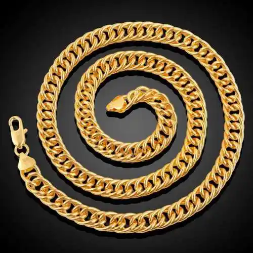 新品欧美热销饰品男式古巴链子18k镀金项链项链