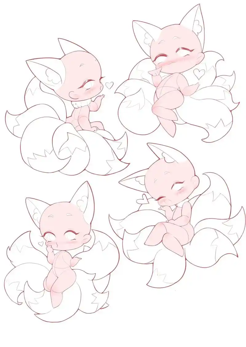 q版九尾狐.#procreate绘画 #零基础学画画 #画画 - 抖音