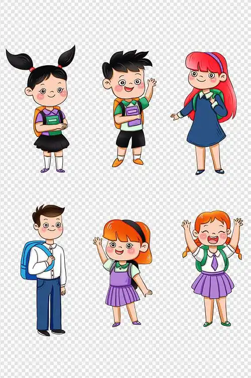 可爱学生卡通人物素材免扣元素