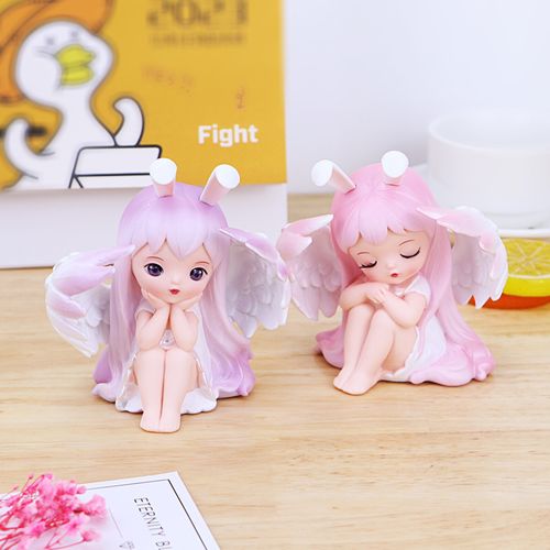 网红爆款小公主女孩烘焙蛋糕装饰搪胶安娜天使翅膀仙女甜品台摆件