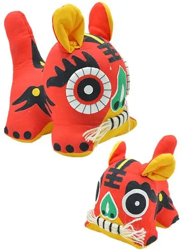 中国国风居家摆件布老虎手工独尾粗布出国特色布老虎