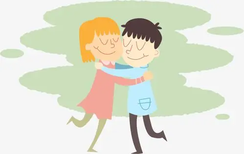 微笑卡通拥抱孩子