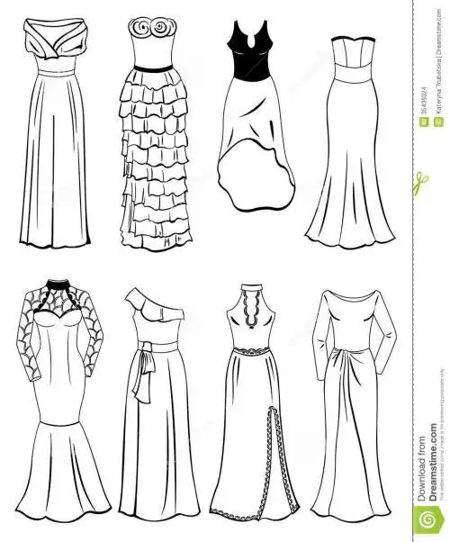 最简单晚礼服简笔画