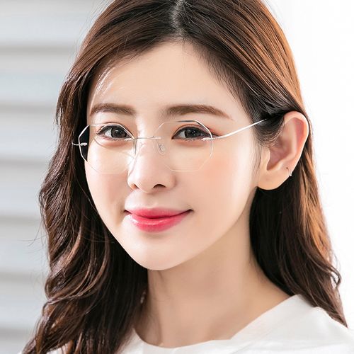 无框眼镜钻石切边眼镜近视眼镜框眼镜架镜框复古文艺超轻眼镜男女