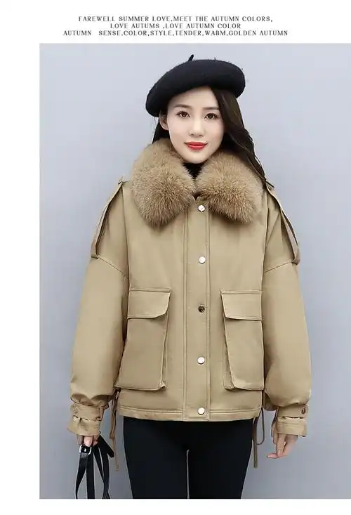 2021冬季新款杭州女装保暖外套潮流时尚女士洋气显瘦女生工装棉服休闲