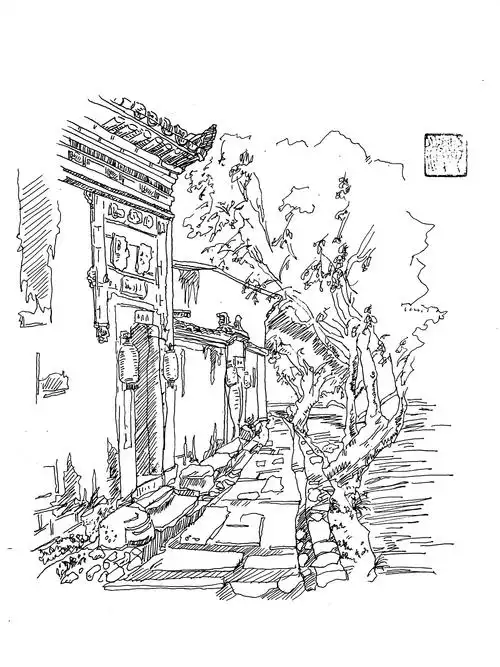 徽派风景速写|纯艺术|绘画|无名设计_原创作品-站酷zcool