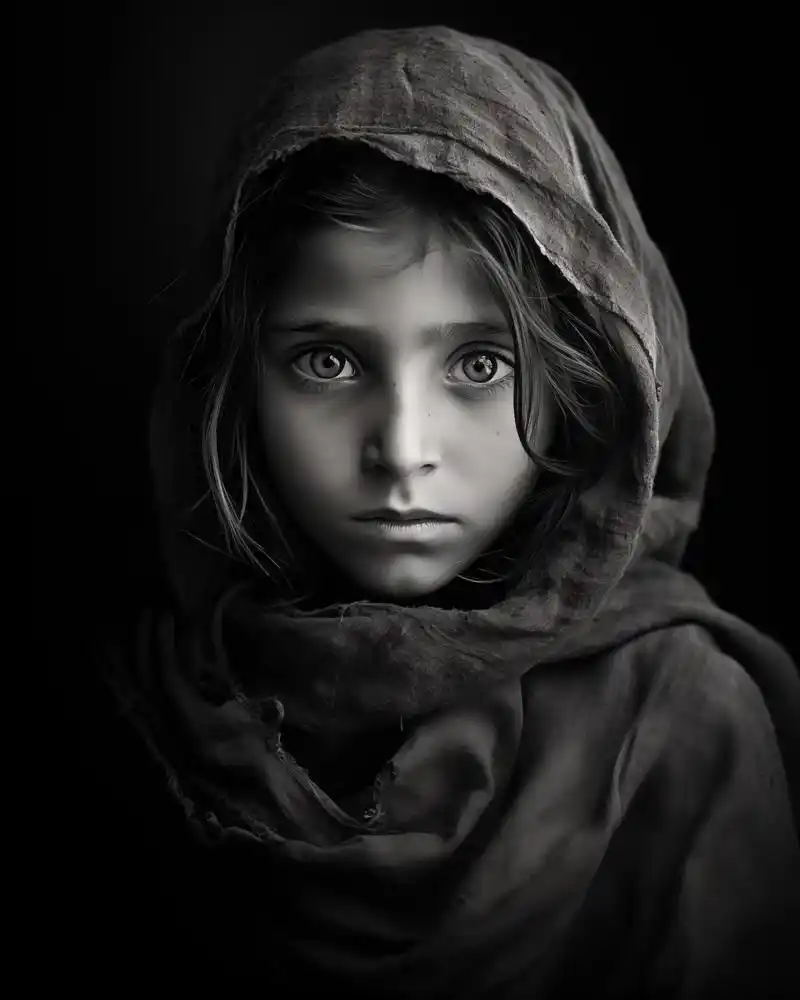 midjourney黑白人像ai摄影图