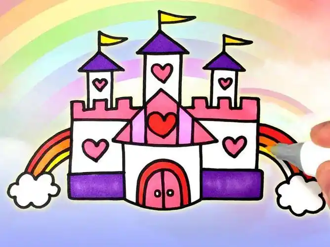 小朋友们现在你学会画城堡简笔画了吗城堡彩色简笔画城堡的