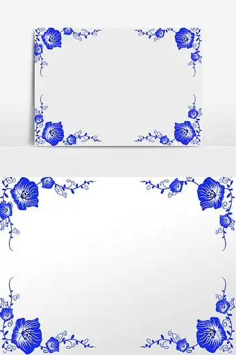 青花瓷蓝色花纹边框