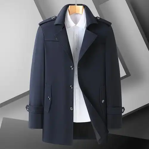 加肥加大码秋装男士外套肥佬中长款风衣特大码胖子时尚潮韩版上衣