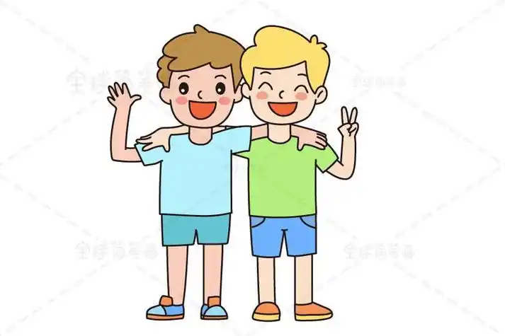 兄弟两人的简笔画卡通