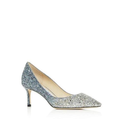 jimmy choo女婚鞋细中跟romy60渐变细闪尖头水晶鞋正品2872458