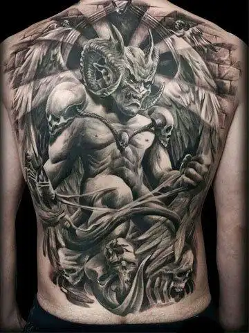 满背恶魔纹身图案恶魔刺青效果图