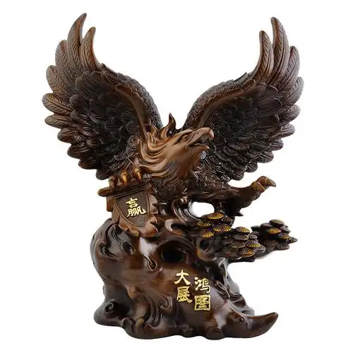 批发木纹大展宏图鹰老板办公室装饰摆件客厅玄关大鹏展翅摆设开业