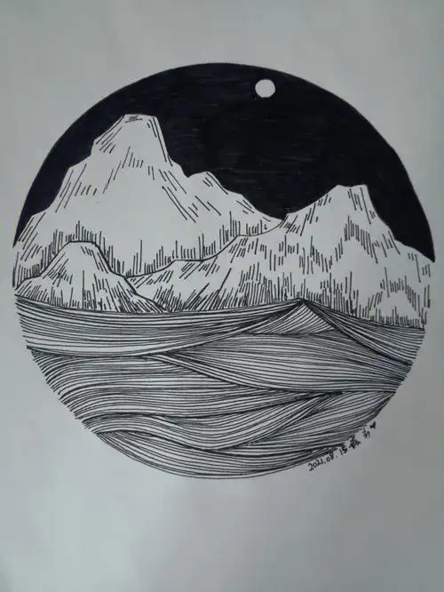 15原创线描风景画,针管笔控笔练习96#针管笔手绘  #黑白装饰画