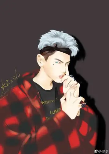吴亦凡 kris 明星壁纸 男神帅哥 手绘漫画 卡通人物头像 插画绘画