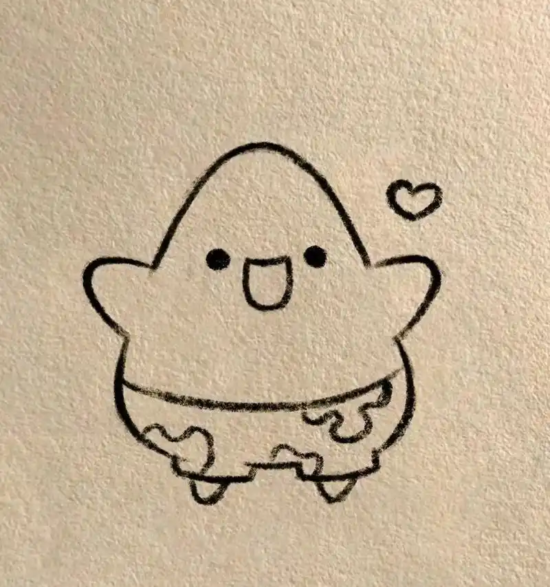 简笔画～q版派大星 爱了爱了～～～ 怎么会这么可爱!