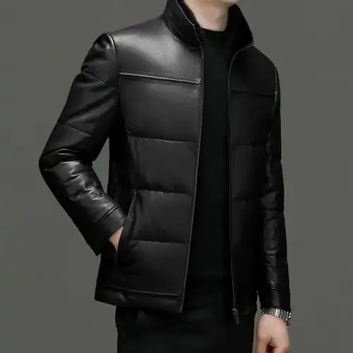 85白鹅绒羽绒服绵羊皮皮衣毛领可脱卸时尚上市冬季都男装2023新款