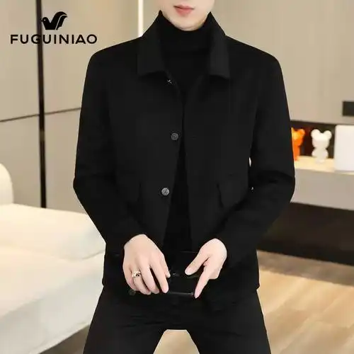 富贵鸟羊毛毛呢大衣男士秋冬季新款潮流呢子上衣休闲短款外套男装