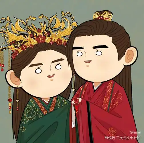 鹊桥再相见_山河令曹蔚宁顾湘古风q版绘画作品