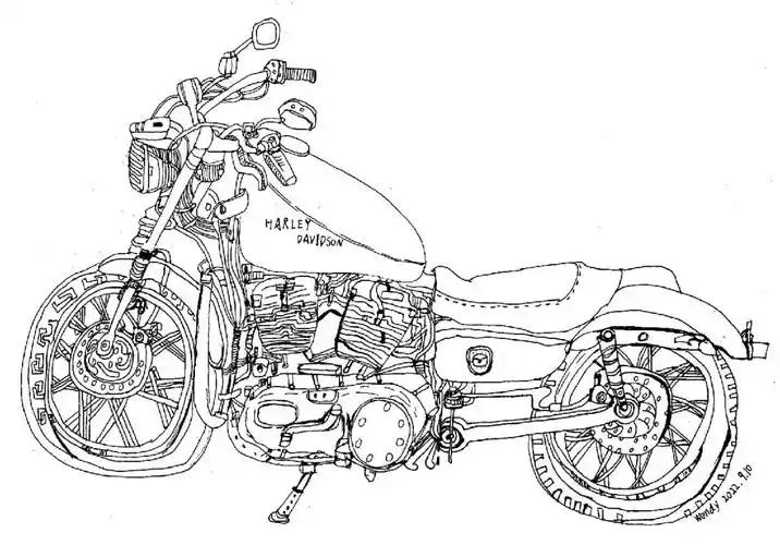 摩托车  #速写 #线描 #写生 #速写写生  #速写打卡 #儿童创意美术